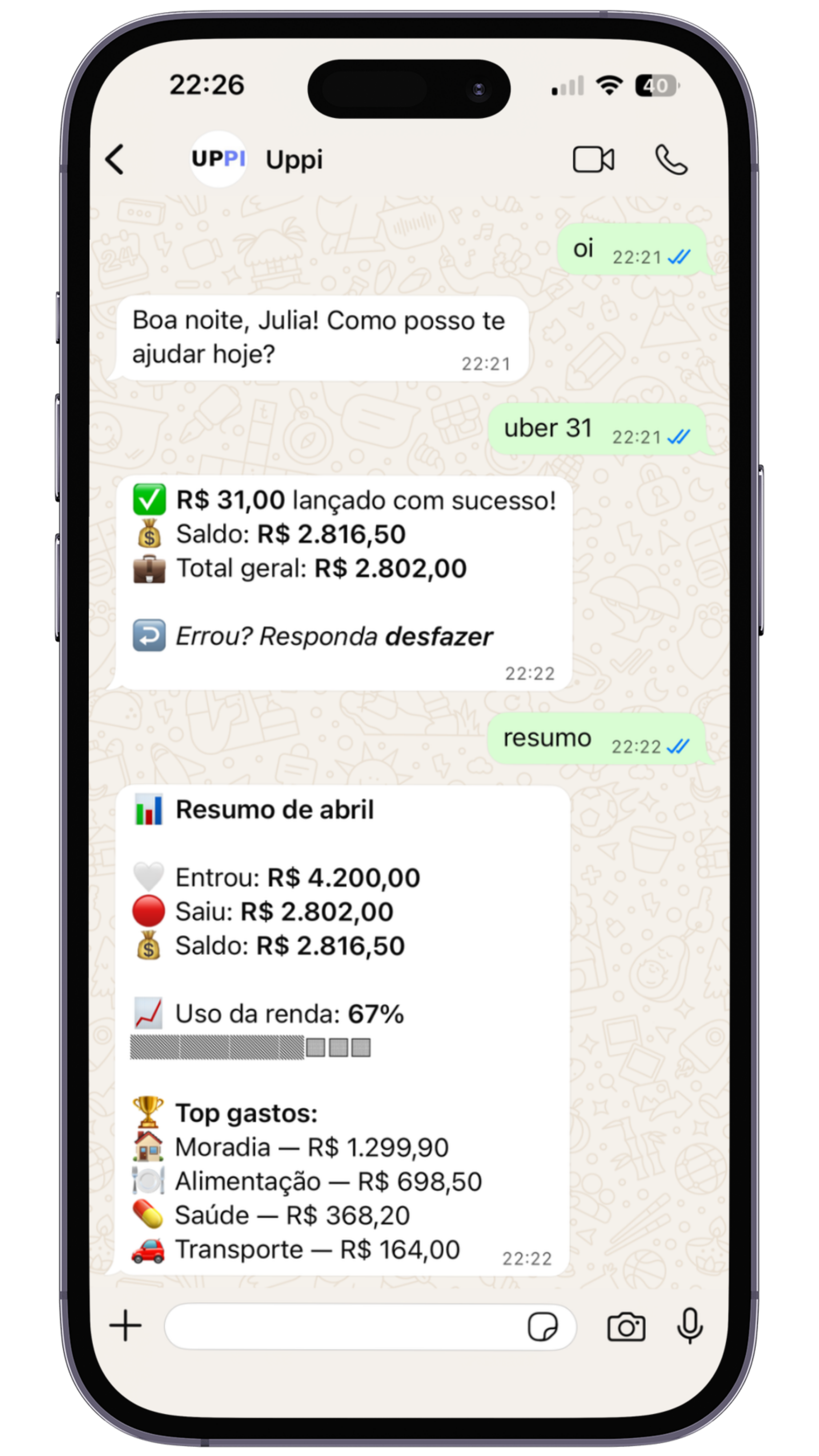 Bot Uppi no WhatsApp